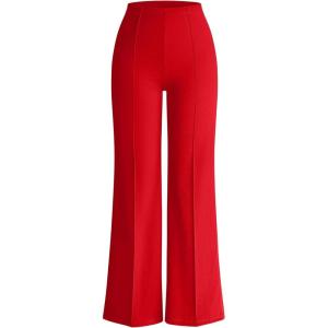 imageOQQ Women Wide Leg Pants High Waist Casual Pants Fall Clothes OutfitsRed