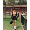 imageOQQ Women 2 Piece Mini Skirts 2 in 1 Flowy Sexy Basic Stretchy Cross Over Flared Casual SkirtsBlack Grey