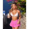 imageOQQ Women 2 Piece Mini Skirts 2 in 1 Flowy Sexy Basic Stretchy Flared Casual SkirtsBlack Rose