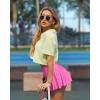 imageOQQ Women 2 Piece Mini Skirts 2 in 1 Flowy Sexy Basic Stretchy Flared Casual SkirtsBlack Rose