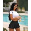 imageOQQ Women 2 Piece Mini Skirts 2 in 1 Flowy Sexy Basic Stretchy Flared Casual SkirtsBlack White