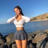 imageOQQ Women 2 Piece Mini Skirts 2 in 1 Flowy Sexy Basic Stretchy Flared Casual SkirtsBlack darkgrey