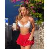 imageOQQ Women 2 Piece Mini Skirts 2 in 1 Flowy Sexy Basic Stretchy Flared Casual SkirtsBlack red