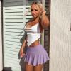 imageOQQ Women 2 Piece Mini Skirts 2 in 1 Flowy Sexy Basic Stretchy Flared Casual SkirtsBlack taro Purple
