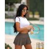 imageOQQ Women 2 Piece Mini Skirts 2 in 1 Flowy Sexy Basic Stretchy Flared Casual SkirtsBlack tea Leaf
