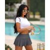 imageOQQ Women 2 Piece Mini Skirts 2 in 1 Flowy Sexy Basic Stretchy Flared Casual SkirtsDarkgrey darkgreen