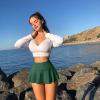 imageOQQ Women 2 Piece Mini Skirts 2 in 1 Flowy Sexy Basic Stretchy Flared Casual SkirtsDarkgrey darkgreen