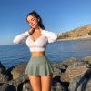 imageOQQ Women 2 Piece Mini Skirts 2 in 1 Flowy Sexy Basic Stretchy Flared Casual SkirtsGrey Green Beige