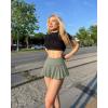imageOQQ Women 2 Piece Mini Skirts 2 in 1 Flowy Sexy Basic Stretchy Flared Casual SkirtsGrey Green Beige