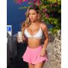 imageOQQ Women 2 Piece Mini Skirts 2 in 1 Flowy Sexy Basic Stretchy Flared Casual SkirtsWhite Candypink