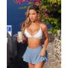 imageOQQ Women 2 Piece Mini Skirts 2 in 1 Flowy Sexy Basic Stretchy Flared Casual SkirtsWhite Haze Blue
