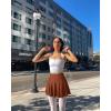 imageOQQ Women 2 Piece Skirts 2 in 1 Flowy Basic Versatile Stretchy Flared Casual Mini SkirtsBlack caramel