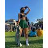 imageOQQ Women 2 Piece Skirts 2 in 1 Flowy Basic Versatile Stretchy Flared Casual Mini SkirtsBlack darkgreen