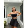 imageOQQ Women 2 Piece Skirts 2 in 1 Flowy Basic Versatile Stretchy Flared Casual Mini SkirtsBlack drab
