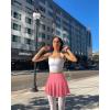 imageOQQ Women 2 Piece Skirts 2 in 1 Flowy Basic Versatile Stretchy Flared Casual Mini SkirtsBlack dry Rose