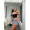 imageOQQ Women 2 Piece Skirts 2 in 1 Flowy Basic Versatile Stretchy Flared Casual Mini SkirtsBlack grey