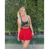 imageOQQ Women 2 Piece Skirts 2 in 1 Flowy Basic Versatile Stretchy Flared Casual Mini SkirtsBlack red