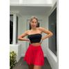 imageOQQ Women 2 Piece Skirts 2 in 1 Flowy Basic Versatile Stretchy Flared Casual Mini SkirtsBlack red