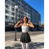 imageOQQ Women 2 Piece Skirts 2 in 1 Flowy Basic Versatile Stretchy Flared Casual Mini SkirtsBlack white