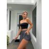 imageOQQ Women 2 Piece Skirts 2 in 1 Flowy Basic Versatile Stretchy Flared Casual Mini SkirtsDarkgrey grey Blue