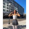 imageOQQ Women 2 Piece Skirts 2 in 1 Flowy Basic Versatile Stretchy Flared Casual Mini SkirtsDarkgrey grey Blue