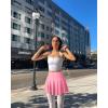 imageOQQ Women 2 Piece Skirts 2 in 1 Flowy Basic Versatile Stretchy Flared Casual Mini SkirtsWhite candypink