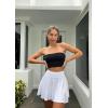 imageOQQ Women 2 Piece Skirts 2 in 1 Flowy Basic Versatile Stretchy Flared Casual Mini SkirtsWhite hide Pink