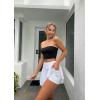 imageOQQ Women 2 Piece Skirts 2 in 1 Flowy Basic Versatile Stretchy Flared Casual Mini SkirtsWhite hide Pink