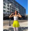 imageOQQ Women 2 Piece Skirts 2 in 1 Flowy Basic Versatile Stretchy Flared Casual Mini SkirtsWhite yellow