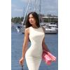 imageOQQ Womens 2 Piece Dress Sexy Ribbed Halter Neck Fashion Split Tank Tops DressesBlack beige