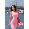 imageOQQ Womens 2 Piece Dress Sexy Ribbed Halter Neck Fashion Split Tank Tops DressesBlack candypink