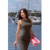 imageOQQ Womens 2 Piece Dress Sexy Ribbed Halter Neck Fashion Split Tank Tops DressesBlack darkbrown