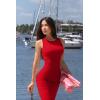 imageOQQ Womens 2 Piece Dress Sexy Ribbed Halter Neck Fashion Split Tank Tops DressesBlack red