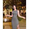 imageOQQ Womens 2 Piece Dress Sexy Ribbed Halter Neck Fashion Split Tank Tops DressesBlack smoke Grey