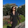 imageOQQ Womens Long Sleeve Maxi Dress Ribbed Back Slit Button Down Bodycon Soft Going Out Elegant Party DressesBlack