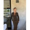 imageOQQ Womens Long Sleeve Maxi Dress Ribbed Back Slit Button Down Bodycon Soft Going Out Elegant Party DressesDarkgbrown