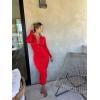 imageOQQ Womens Long Sleeve Maxi Dress Ribbed Back Slit Button Down Bodycon Soft Going Out Elegant Party DressesRed