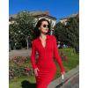 imageOQQ Womens Long Sleeve Maxi Dress Ribbed Back Slit Button Down Bodycon Soft Going Out Elegant Party DressesRed