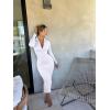 imageOQQ Womens Long Sleeve Maxi Dress Ribbed Back Slit Button Down Bodycon Soft Going Out Elegant Party DressesWhite