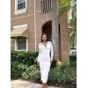 imageOQQ Womens Long Sleeve Maxi Dress Ribbed Back Slit Button Down Bodycon Soft Going Out Elegant Party DressesWhite