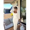 imageOQQ Womens Long Sleeve Maxi Dress Square Neck Ribbed Bodycon Lounge Soft DressesBeige