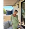 imageOQQ Womens Long Sleeve Maxi Dress Square Neck Ribbed Bodycon Lounge Soft DressesPea Green