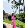 imageOQQ Womens Long Sleeve Maxi Dress Square Neck Ribbed Bodycon Lounge Soft DressesRose