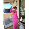 imageOQQ Womens Long Sleeve Maxi Dress Square Neck Ribbed Bodycon Lounge Soft DressesRose