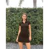 imageOQQ Womens Mini Dresses Sexy Ribbed Short Sleeve Tummy Control Bodycon Mini DressDarkbrown