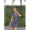 imageOQQ Womens Mini Dresses Sexy Ribbed Short Sleeve Tummy Control Bodycon Mini DressGrey Blue