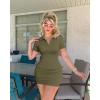 imageOQQ Womens Mini Dresses Sexy Ribbed Short Sleeve Tummy Control Bodycon Mini DressSauerkraut