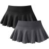 imageOQQ Women 2 Piece Mini Skirts 2 in 1 Flowy Sexy Basic Stretchy Flared Casual SkirtsBlack darkgrey