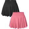 imageOQQ Women 2 Piece Skirts 2 in 1 Flowy Basic Versatile Stretchy Flared Casual Mini SkirtsBlack dry Rose