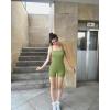 imageOQQ Women 2 Piece Rompers Yoga Stretch Strappy Square Neck Sleeveless Exercise RompersBeige avocado Green